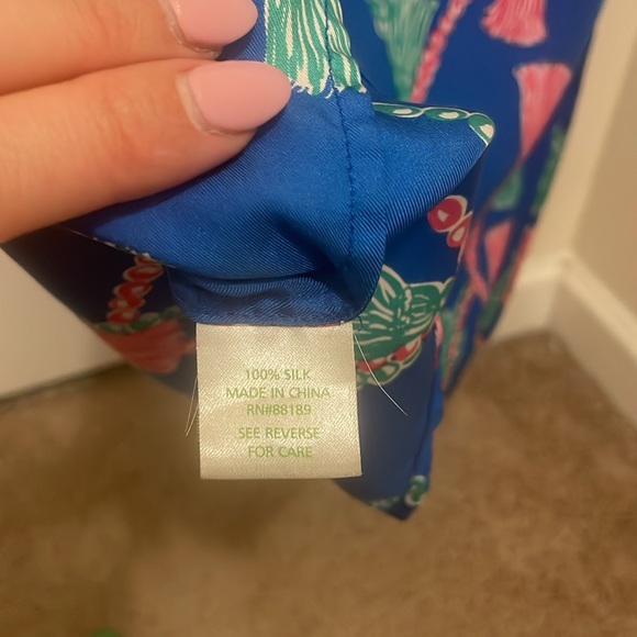 Lilly Pulitzer Silk Blue Tassel Print Sleeveless Top Size XS - Picture 5 of 5